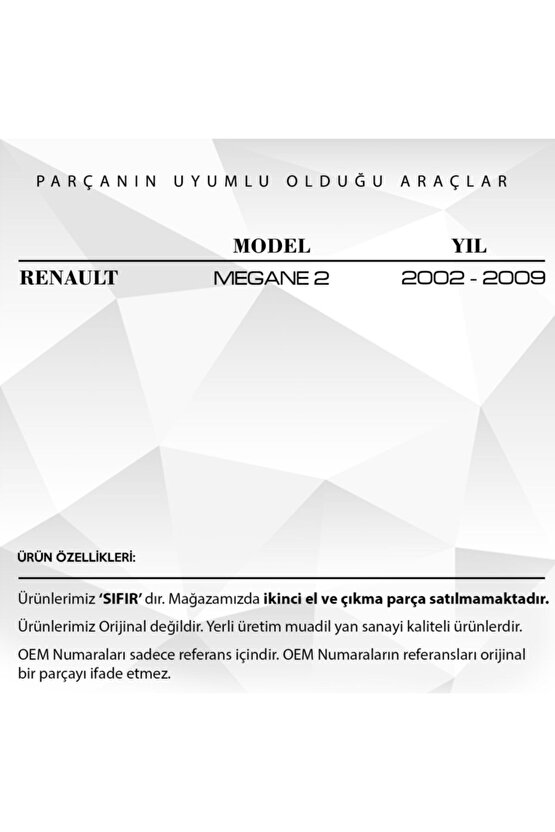 Renault Megane 2 Için Kaput Dayama Demiri Uyumlu