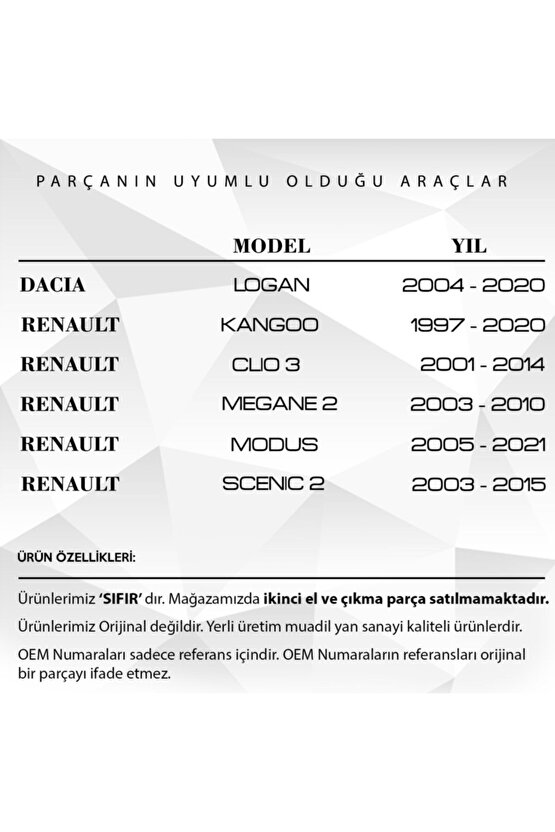 Dacia Logan, Renault Kangoo Için Hava Filtre Bağlantı Lastiği