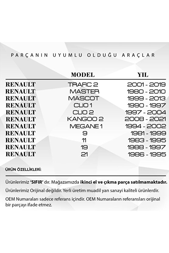 Nissan Kubistar Renault Kangoo 2 Için Cıvatalı Güneşlik Ayağı Uyumlu