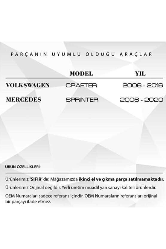 Volkswagen Crafter, Mercedes Sprinter Için Viraj Lastiği 2li