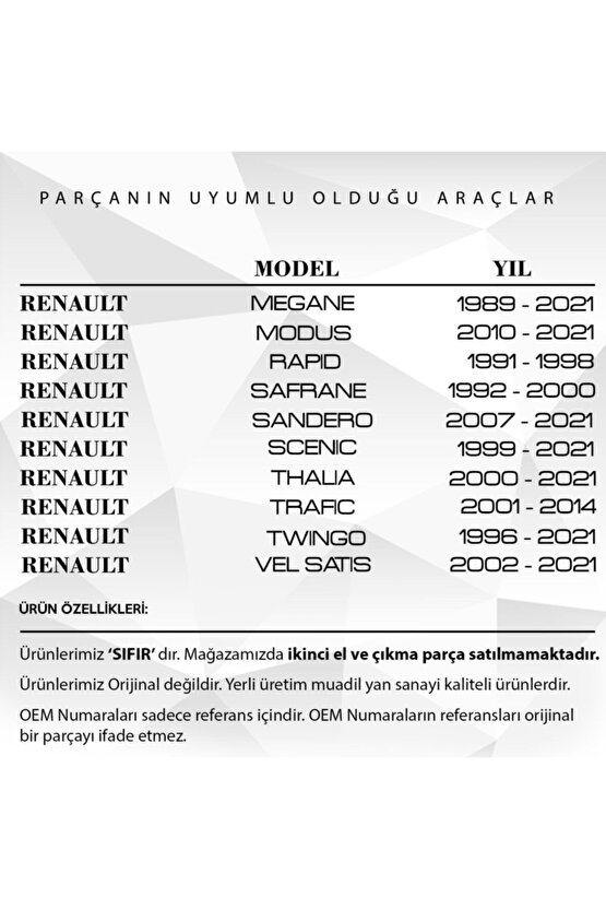 Renault 19, Clio, Scenic, Fluence Için Radyatör Depo Kapağı