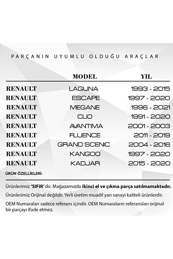 Renault Scenic Clio Megane, Vel Satis Için Uyumlu  Motor Yağ Kapağı