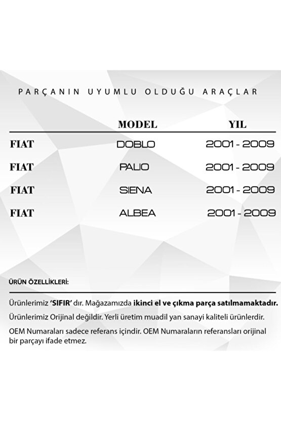 Fiat Doblo, Palio, Siena Için Kaput Dayama Tel Tutucu Klipsi- Uyumlu