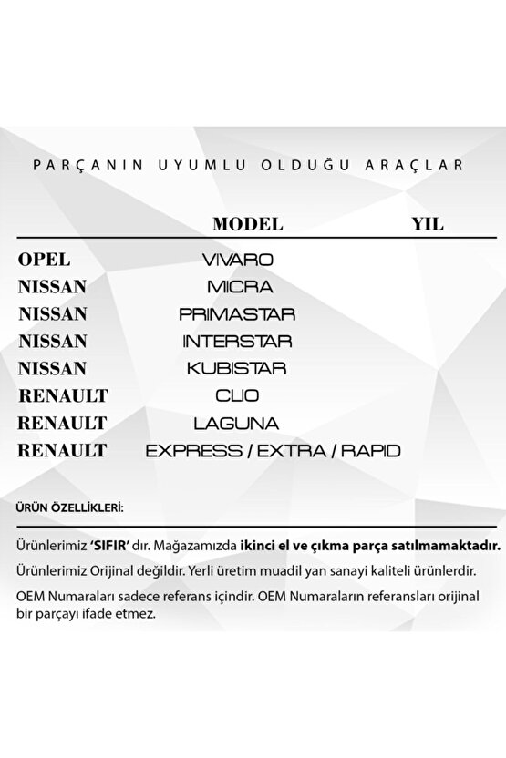 Renault Clio, Nissan Micra için Çamurluk Sinyali - SARI