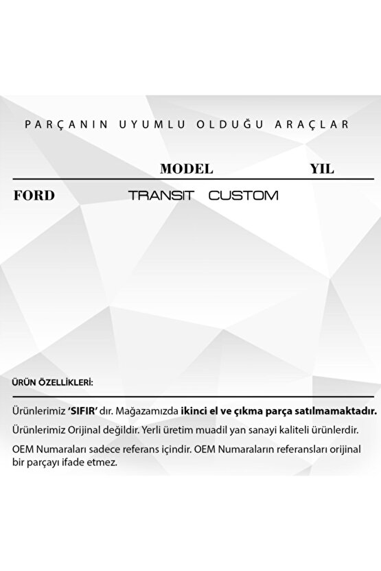 Transit Custom Için Sürgülü Kapı Kilit Karşılığı