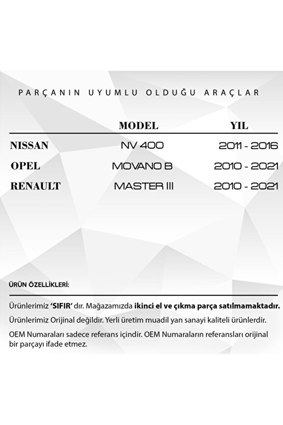 Renault Master 3, Opel, Nissan Için Ayna Sinyali - Sağ - Sarı