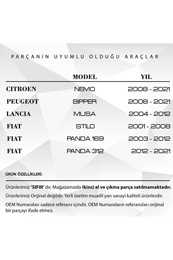 Fiat Doblo, Punto, Citroen, Peugeot Için Çamurluk Sinyali 2li