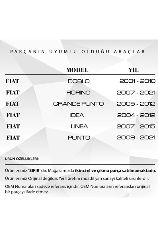 Fiat Doblo, Punto, Citroen, Peugeot Için Çamurluk Sinyali 2li