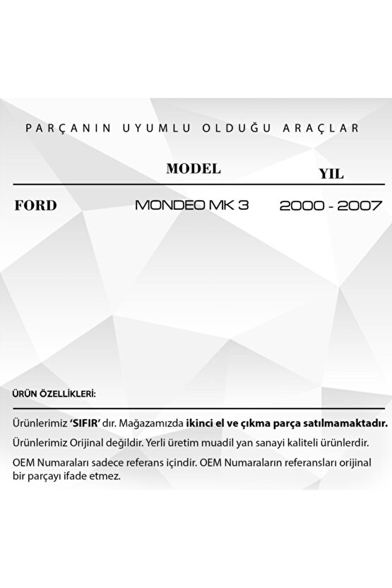 Mondeo 3 Için Ön Sağ Ve Sol Kapı Cam Tamir Takımı