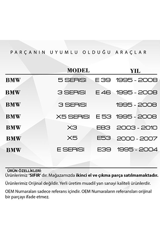 Bmw E39, E46,e53 Için Sunroof Perdesi Tamir Seti - 10 Parça