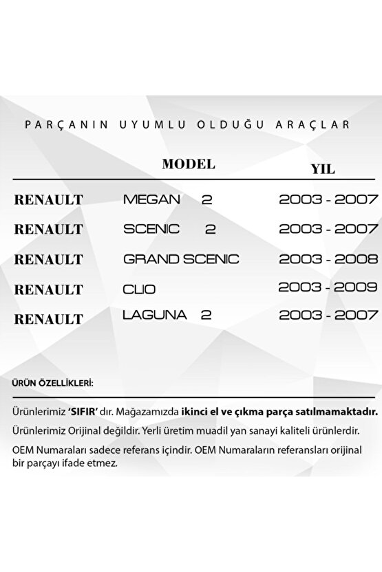 Renault Megan 2 Için Dış Kapı Kolu Anahtar Deliği Kapağı Seti