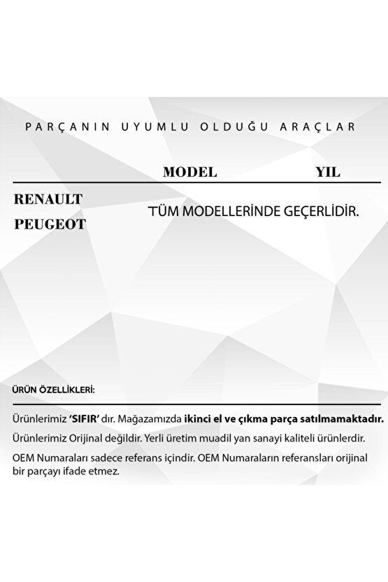 Renault, Peugeot Için Sunroof Motor Dişlisi