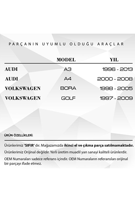 Vw Golf, Seat Leon, Audi A3 Için Su Tahliye Tapası Ve Oringi