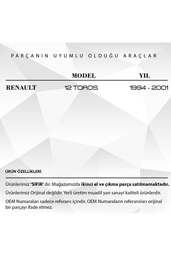 Renault 12 Toros Için Bijon Somunu