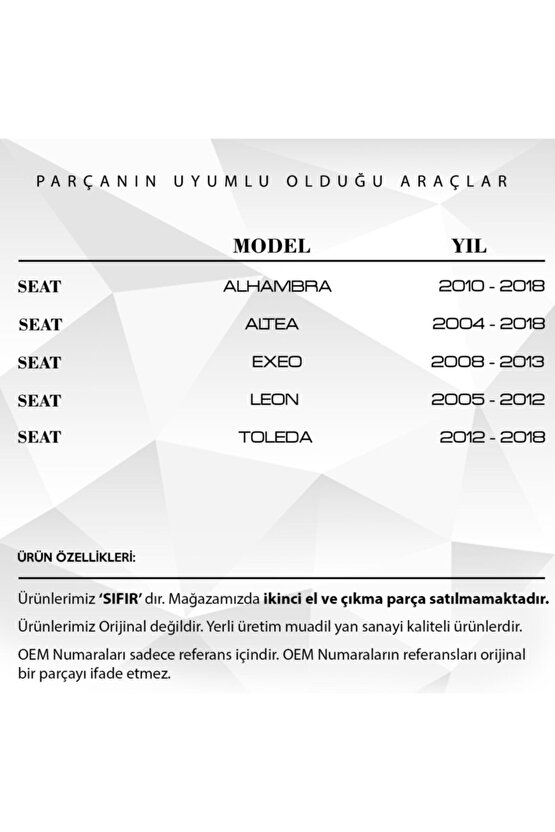 Seat Leon, Skoda Octavia Için Yağ Soğutucu Contası