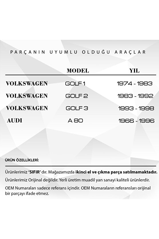 Volkswagen Golf 1,2,3, Audi A80 Için Su Fıskiye Memesi 2li