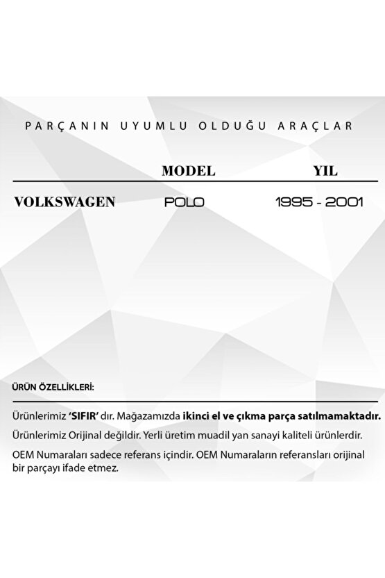 Volkswagen Polo Için Motor Muhafaza Tapası Uyumlu