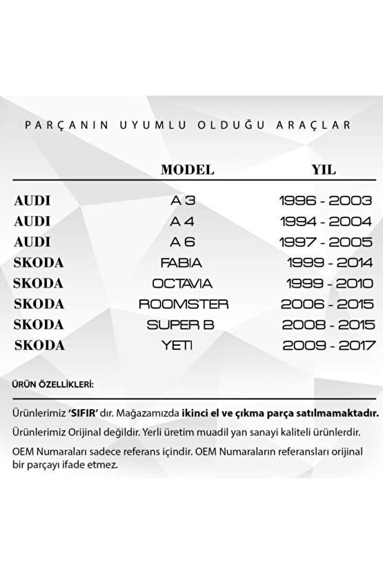 Volkswagen, Skoda, Audi, Seat Için Arka Su Fıskiye Memesi