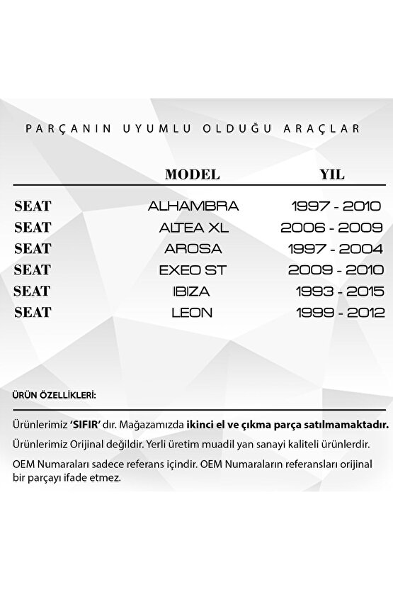 Volkswagen, Skoda, Audi, Seat Uyumlu Arka Su Fıskiye Memesi