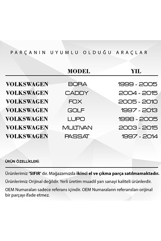 Volkswagen, Skoda, Audi, Seat Uyumlu Arka Su Fıskiye Memesi