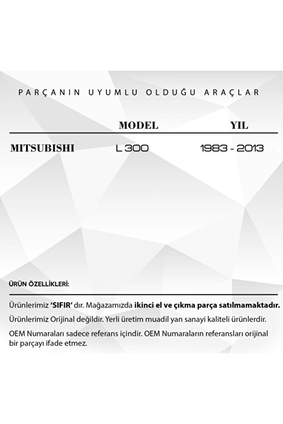 Mitsubishi L300 Panelvan Için Uyumlu Fren Debriyaj Pedal Lastiği