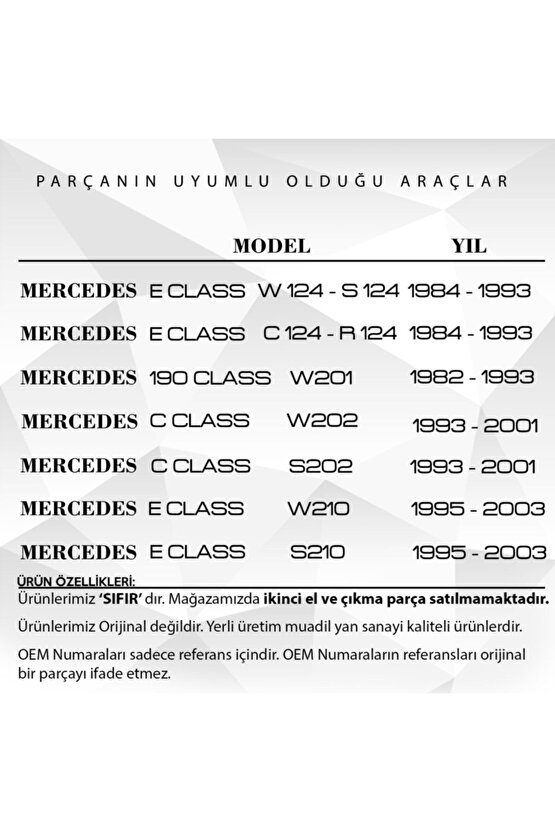 Mercedes W124 W201 W202 W208 W210 Için Ön Silecek Kolu Kapağı