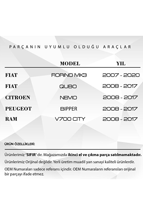 Fiorino İçin Bagaj Kapı İçten Açma Teli  Sağ