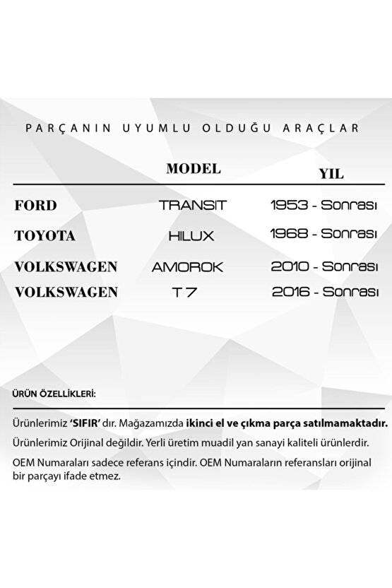 Transit, Toyota Hilux, Vw Amorok, T7 Için Elektrikli Ayna Dişlisi