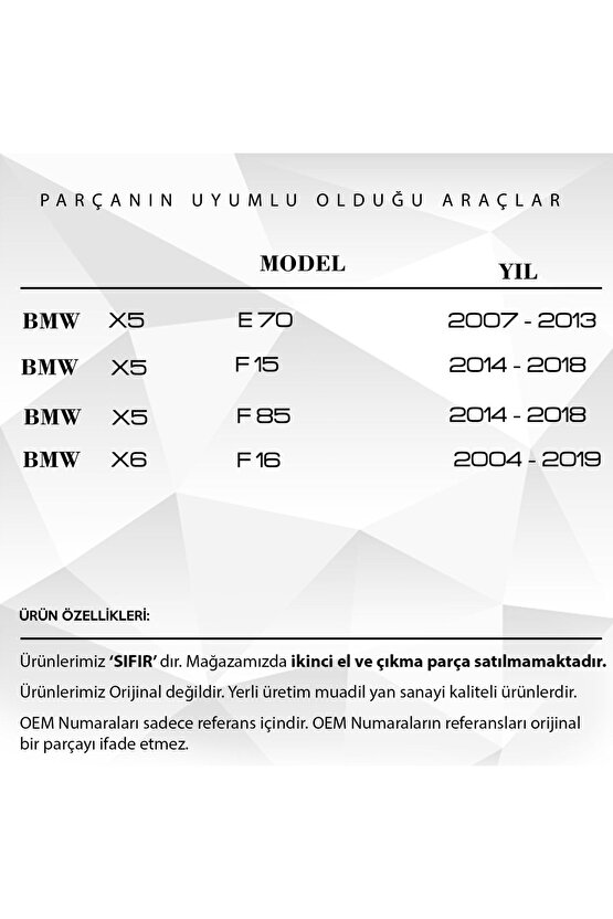 Bmw 6 Serisi E63 F13 Için Arka Perde Tamir Plastik Parçası Klips 2li