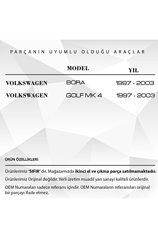 Volkswagen Golf 4 Için Ön Sol Kapı Cam Tamir Takımı