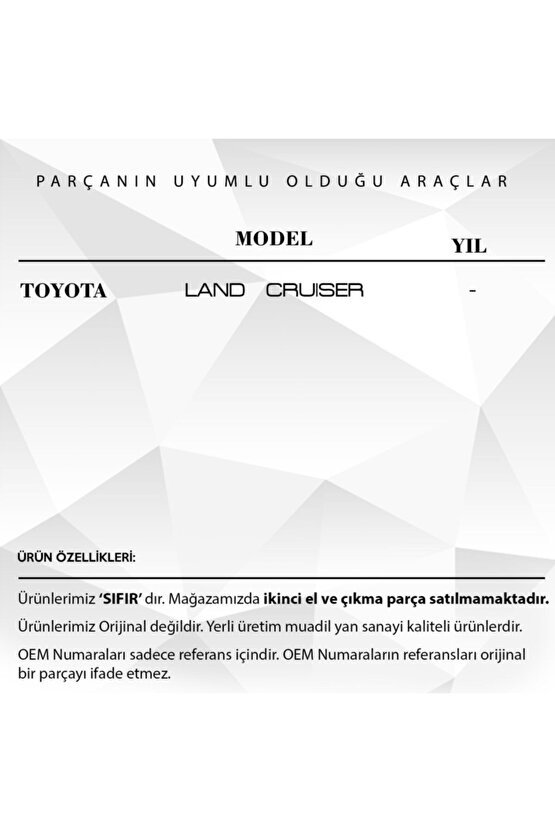 Toyota Land Cruiser Için Kontak Şaft Kilit Mili