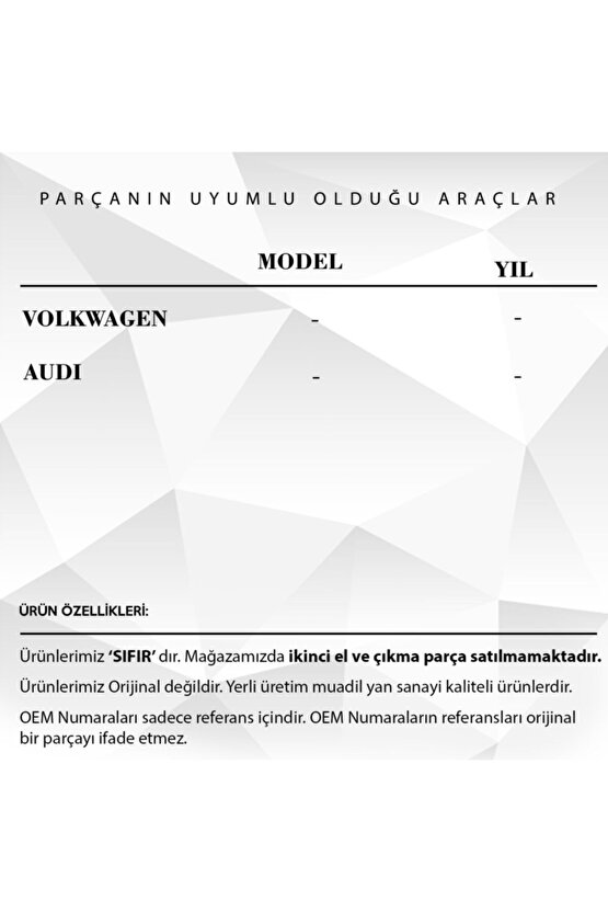 Volkswagen, Audi Için Arka Cam Perdesi Motor Dişlisi Uyumlu