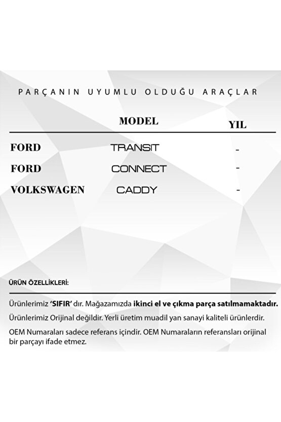 Volkswagen Vw Caddy Uyumlu Orta Kapı Kilit Dişli Takımı