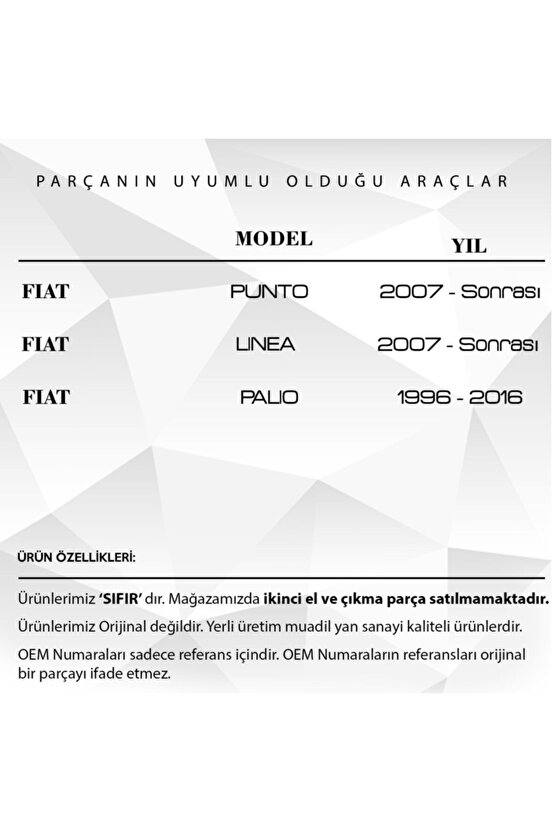 Fiat Linea Için Kapı Kilit Tamir Dişlisi (sağ Ve Sol Kapı Set)