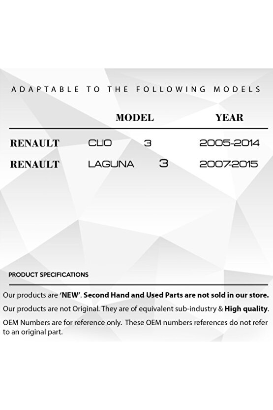 Renault Clio Laguna Uyumlu Bagaj Kilit Parçası Plastiği 5li Paket