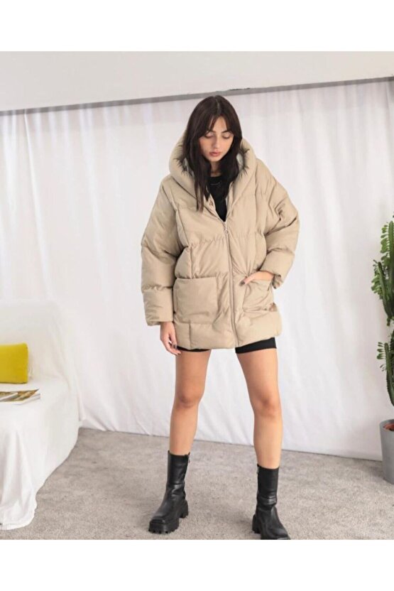 Puffer Yarasa Şişme Oversize Mont