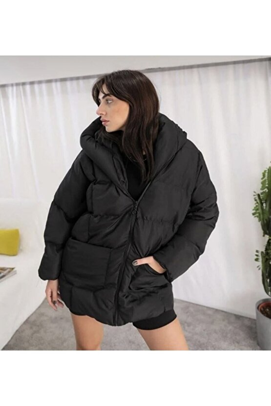 Puffer Yarasa Şişme Oversize Mont