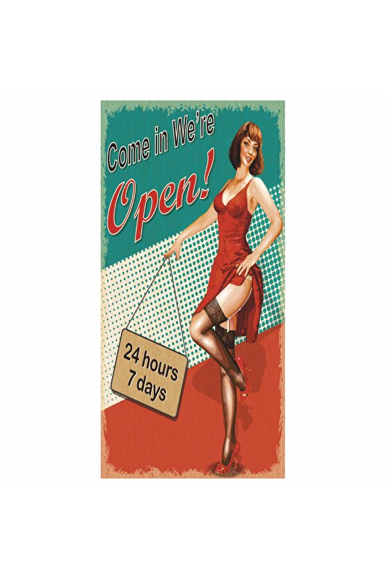 724 açık open ev dekorayon tablo mini retro ahşap poster