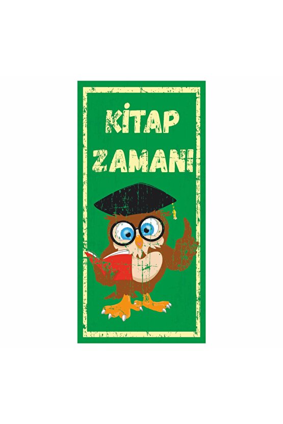 kitap okuma zamanı. bilge baykuş ev dekorasyon tablo mini retro ahşap poster