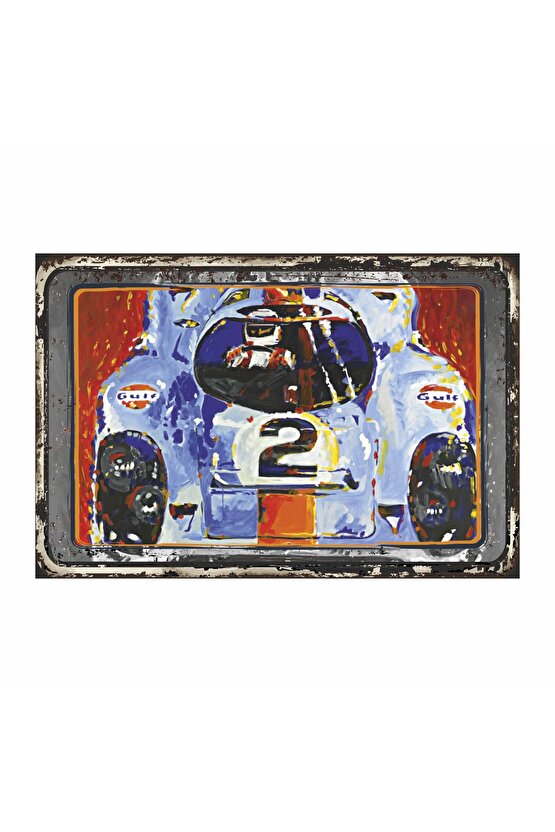 Klasik Araba Yarışı Porsche Daytona Champion 917 Retro Vintage Ahşap Poster