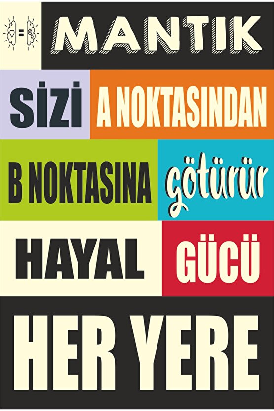 Mantık Ve Hayal Cesaret Motivasyon Verici Sözler Duvar Yazıları Retro Ahşap Poster