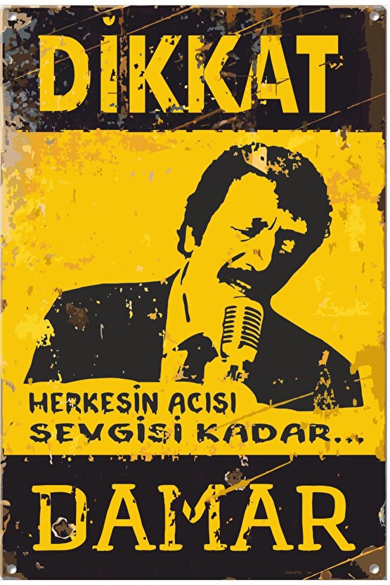 Dikkat Müslüm Gürses Uyarı Levhası Retro Ahşap Poster