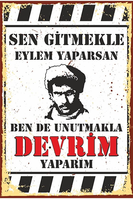 Yılmaz Güney Devrim Yaparım Duvar Yazıları Retro Ahşap Poster