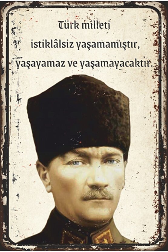 Mustafa Kemal Atatürk Sözleri Retro Ahşap Poster