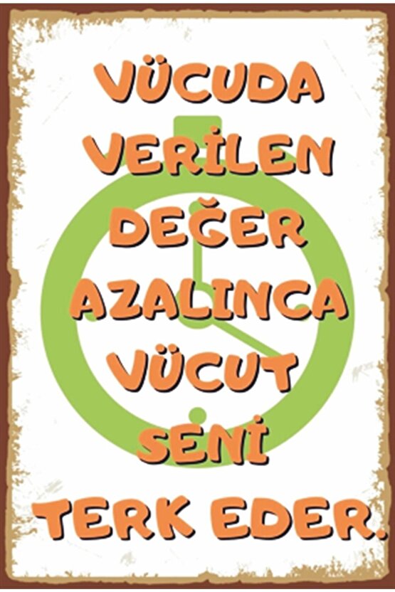 Vücut Spor Motivasyon Retro Ahşap Poster