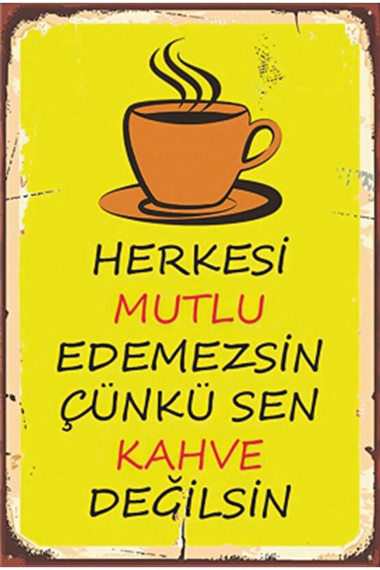 Kahve Mutfak Sözleri Retro Ahşap Poster