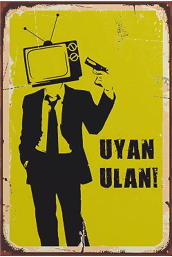 Televizyon Izleme Uyan Retro Ahşap Poster