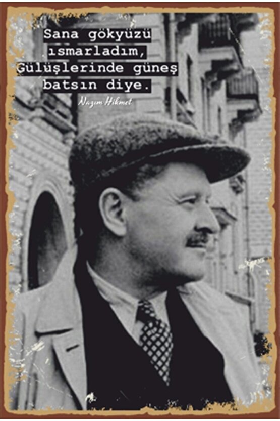 Nazım Hikmet Şiiri Retro Ahşap Poster