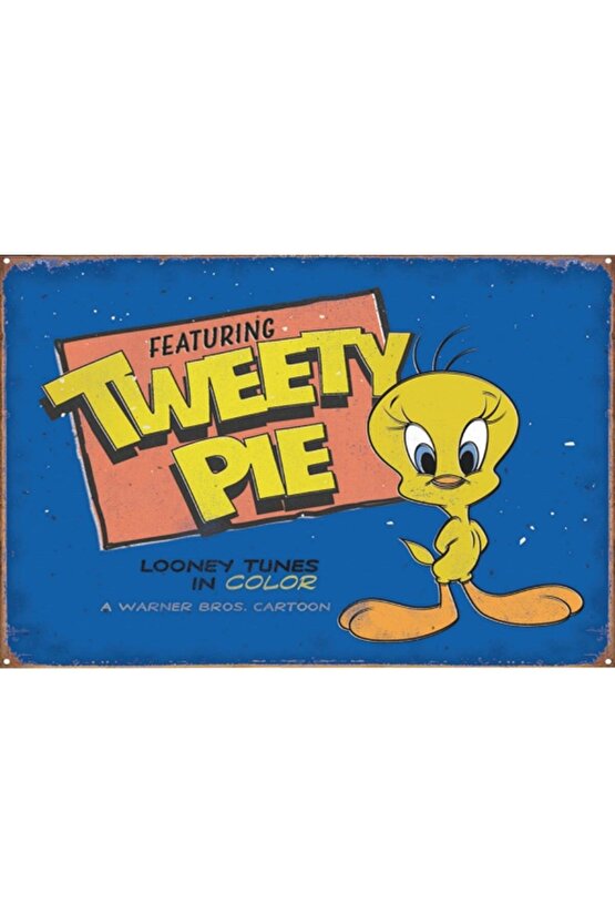 Tweety Pie Çizgi Film Retro Ahşap Poster