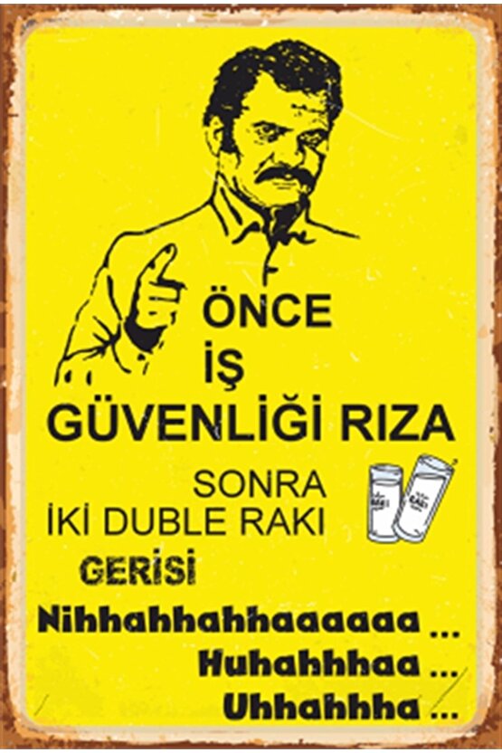 Önce Iş Güvenliği Rıza Retro Ahşap Poster